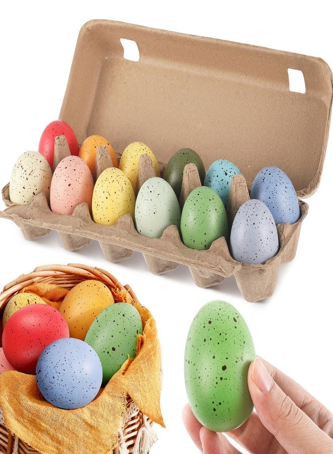 مجموعة ميني إنفلات من 12 بيضة عيد الفصح الإسفنجية مقاس 2.4 بوصة، بيض ملون بألوان الباستيل منقطة مع علب كرتونية لتزيين الطاولة والمنزل والحديقة والدجاج وحفلات عيد الفصح الربيعية (متعددة الألوان) - Image 1